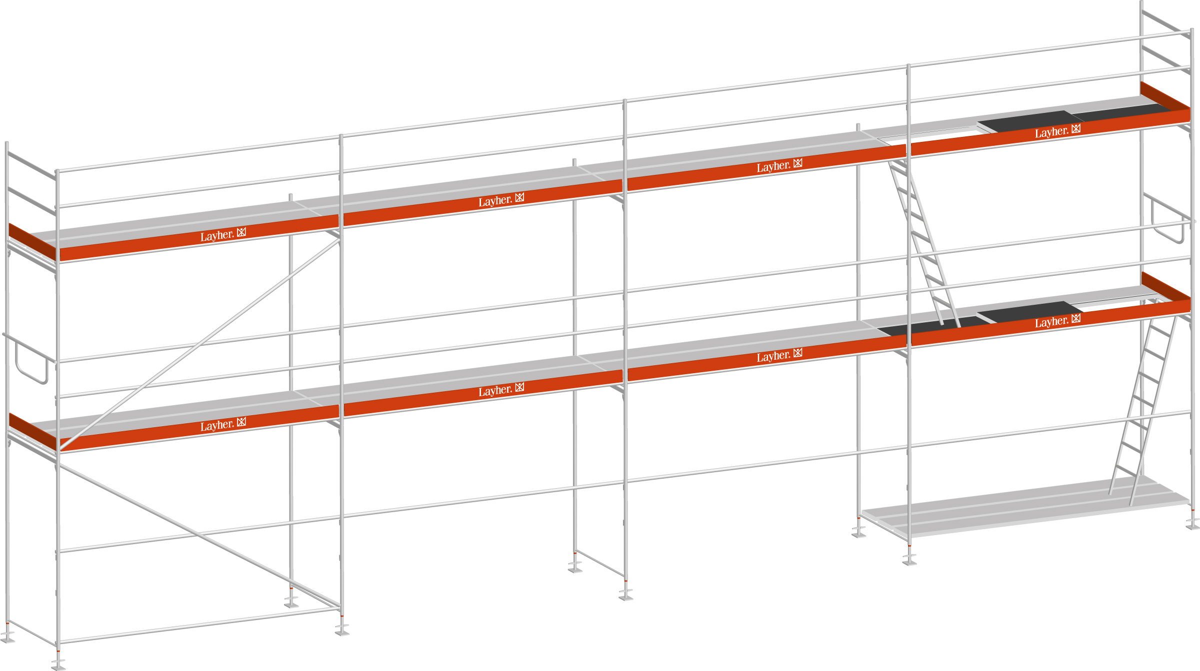 Layher Blitz Gerüst 70 Alu mit Stalu-Boden  64 m²