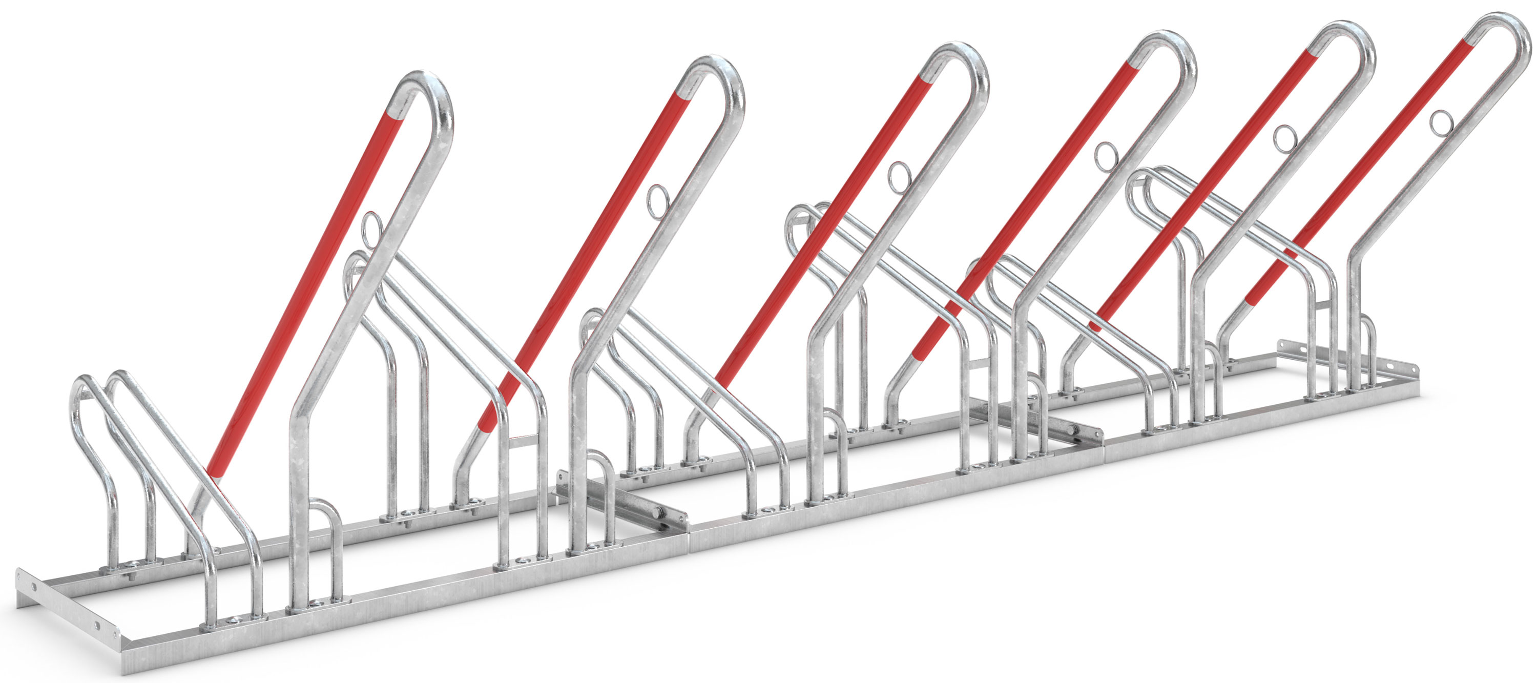 WSM Fahrradständer Anlehnbügel 2506 XBF Stahl - 6 Einstellplätze Anlehnparker mit Befestigungsösen einseitig befahrbar breit - Radabstand 500 mm - Bügelparker Stahl verzinkt  (WSM-105700144) Bild-01