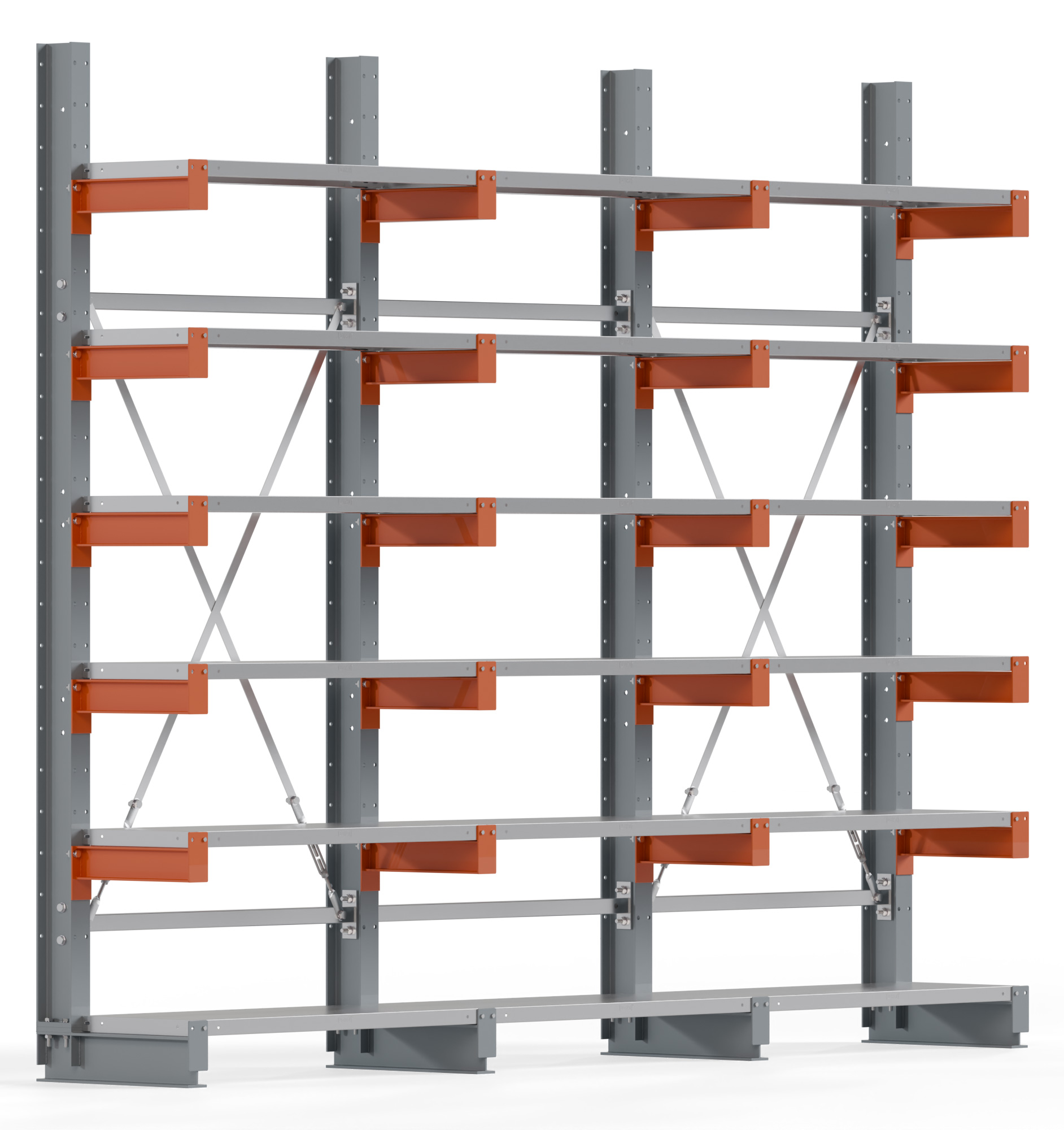 Regalwerk KARL BASIC 2500 Kragarmregal Stahlboden einseitig Komplettset 2500 x 3000 x 400 mm Lagerregal 3 Felder mit Kragarmlast 1100 kg | Ständerlast 2500 kg - 6 Ebenen mit Fachböden | Kragarme frei verstellbar (RW-B6-54200-40-S2) Bild-01