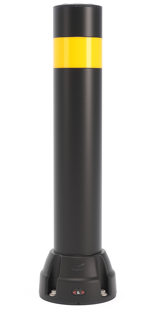 boplan Rammschutzpoller Bollard 125L schwarz | gelb Ø 125 mm - 750 mm Rundpfosten aus Kunststoff mit Aufprall-Kennzeichnung - Extrilene Anfahrschutz zum aufdübeln RAL 9005 (BP-PPBO-125L-0750-S1BYZ) Bild-01