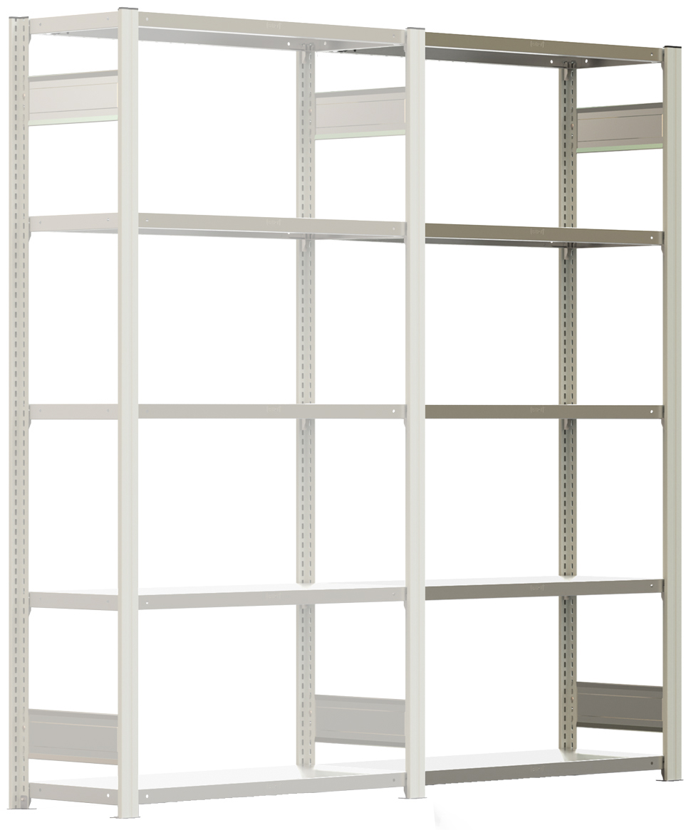 Regalwerk BERT Lagerregal 150|5 Anbaufeld 2000 x 1005 x 400 mm - RAL 7035 Regal mit Kreuzdiagonalen - Fachlast 150 kg - 5 Stahlfachböden verzinkt | Regalrahmen lichtgrau pulverbeschichtet (RW-B3-43122-40-LG) Bild-01