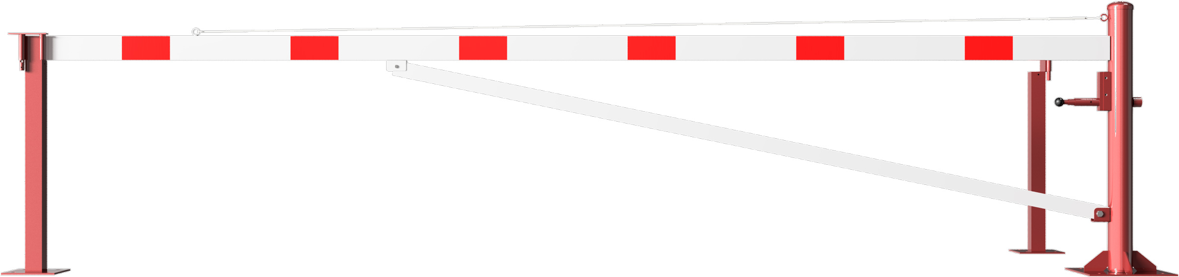 Schake Drehschranke mit Auflagestütze - Schrankenbaum 100 x 50 mm ODV weiß | rot - 4500 mm