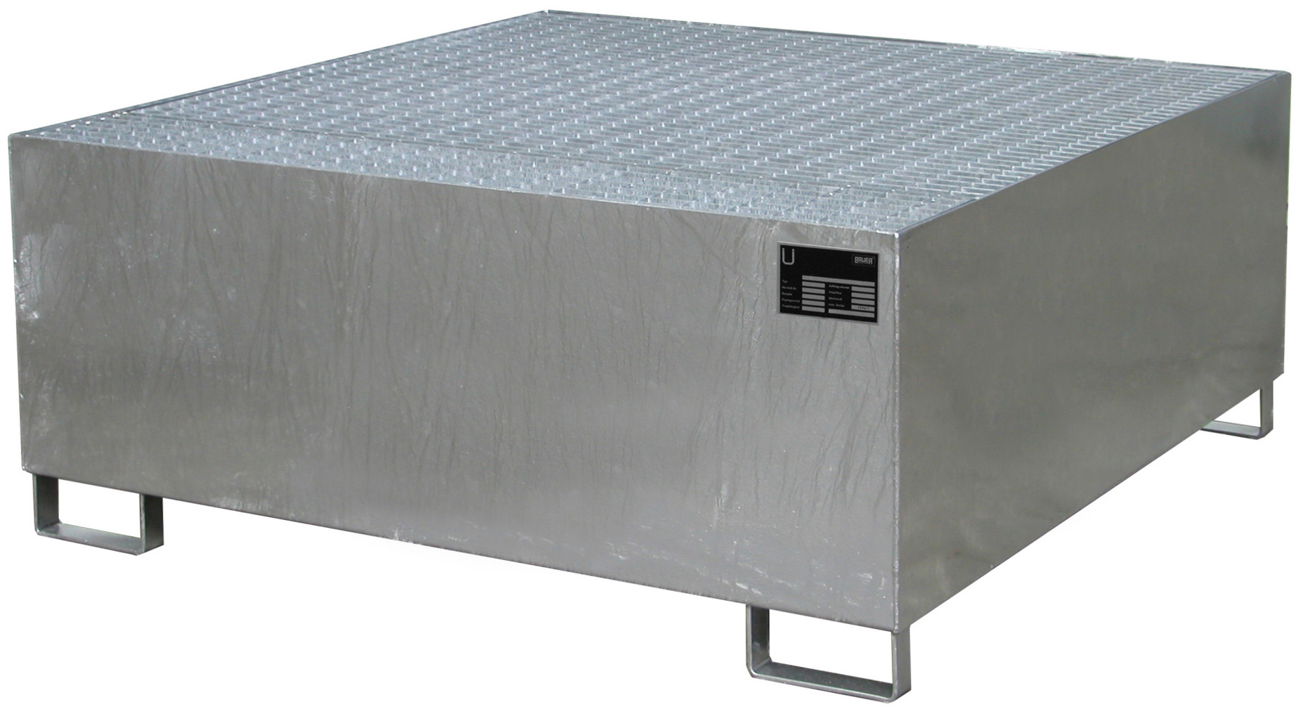 Bauer Auffangwanne Stahl AW 1000 - verzinkt Gefahrstoffwanne verzinkt mit Gitterrost - Stahlwanne mit 1000 Liter Auffangvolumen (BA-4402-23-0000-7) Bild-01