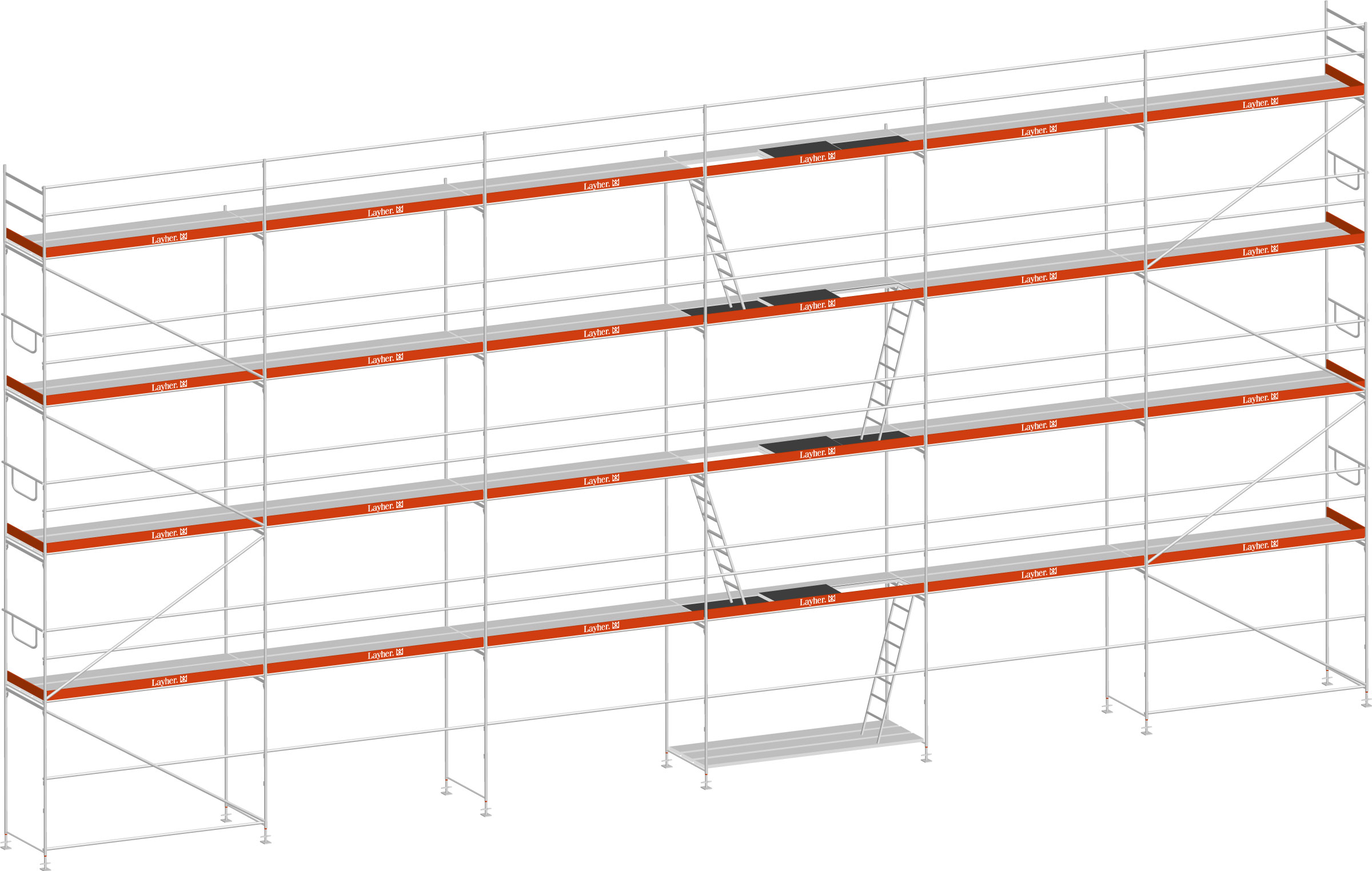 Layher Blitz Gerüst 70 Stahl mit Stahlboden 188 m²