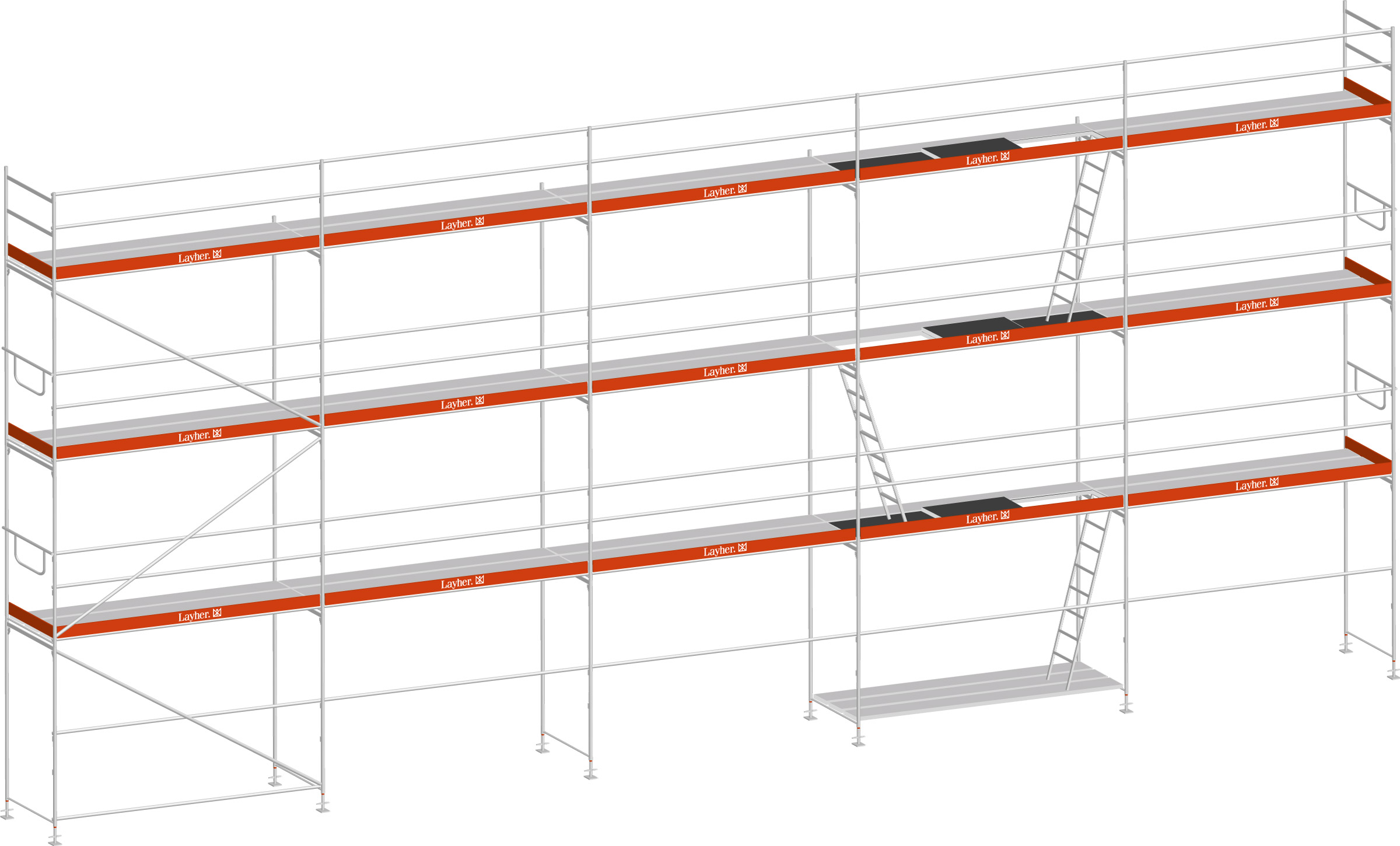 Layher Blitz Gerüst 70 Alu mit Stalu-Boden 126 m²