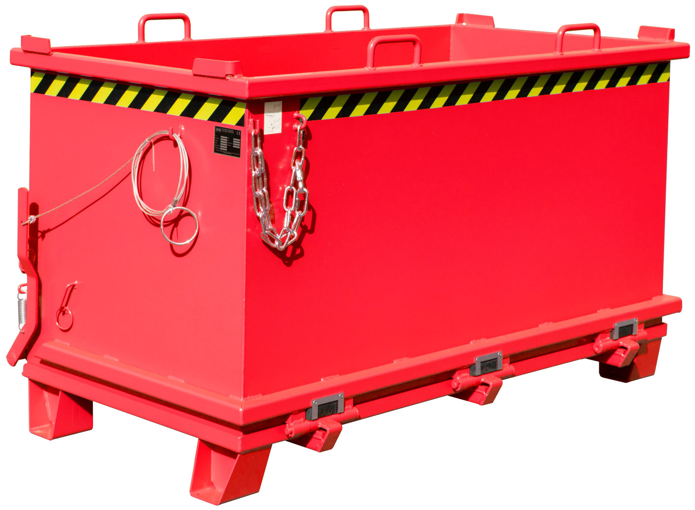 Bauer Klappbodenbehälter SB-1500 - RAL 3000 Transportbehälter 1500 Liter für Stapler - Container mit Klappboden feuerrot pulverbeschichtet (BA-4417-16-0000-2) Bild-01
