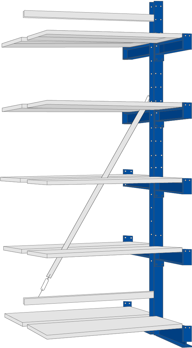 Regalwerk KARL Kragarmregal 2|250 doppelseitig Anbaufeld 2000 x 1000 x 500 mm