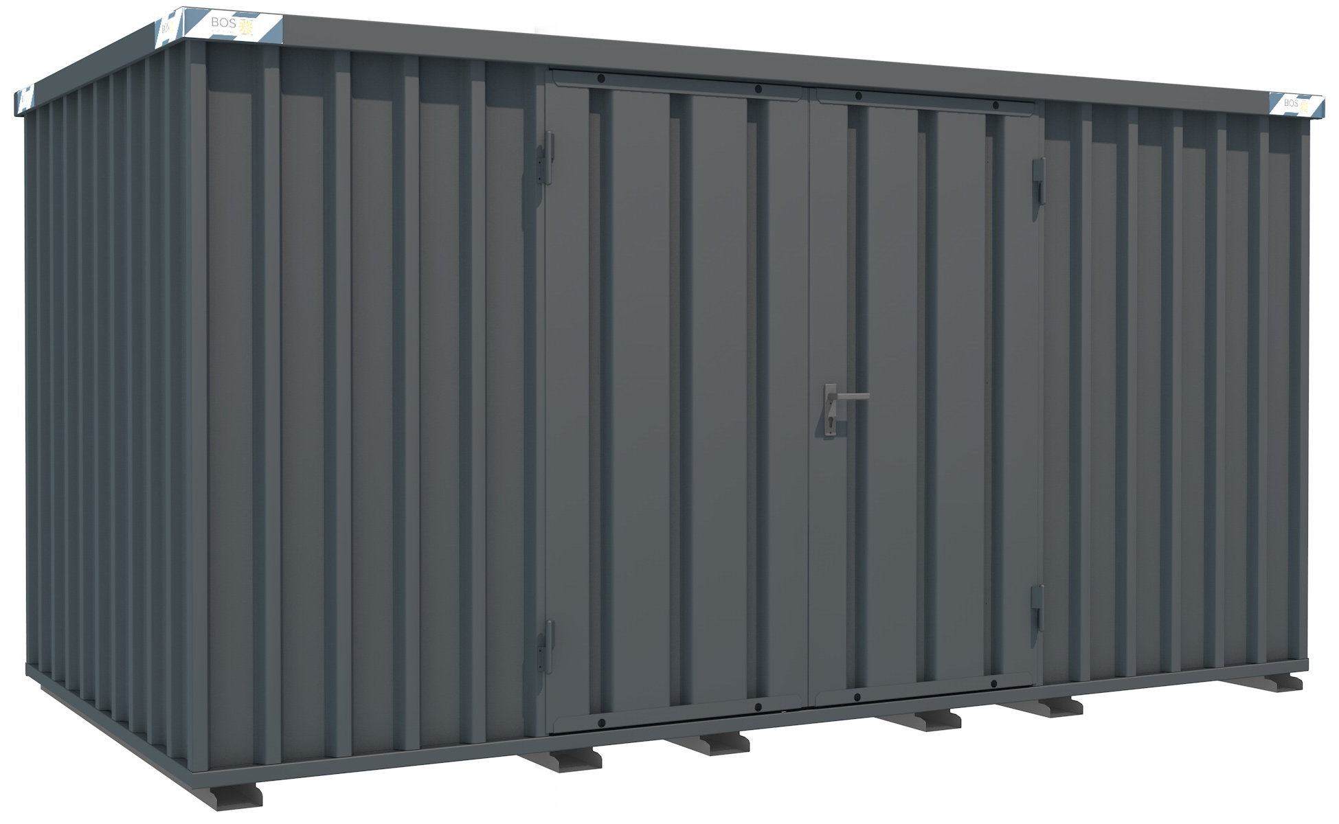 BOS Metallgerätehaus hawego PLUS 4100 x 2100 x 2100 mm anthrazitgrau - 2-flügelige Tür auf 4 m Seite Gartenhaus mit Tür 1750 x 1890 mm - pulverbeschichtet RAL 7016 - inkl. umfangreichem Zubehör (BOS-SC3000-4x2-LZ-HP7016) Bild-01