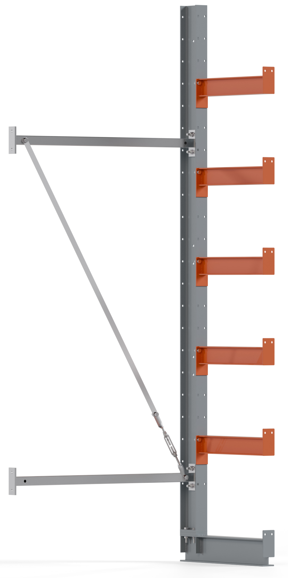 Regalwerk KARL BASIC 2100 Kragarmregal einseitig Anbaufeld 2500 x 1000 x 500 mm Lagerregal mit Kragarmlast 870 kg | Ständerlast 2100 kg - 6 Ebenen | Kragarme frei verstellbar (RW-B6-50201-50) Bild-01