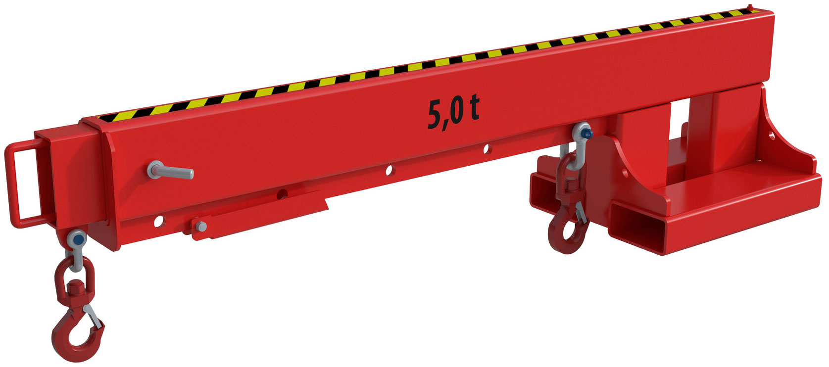 Bauer Kranarm KT-5.0 - RAL 3000 Kranausleger ausziehbar für Stapler - Lasttraverse feuerrot pulverbeschichtet (BA-4430-04-0000-2) Bild-01