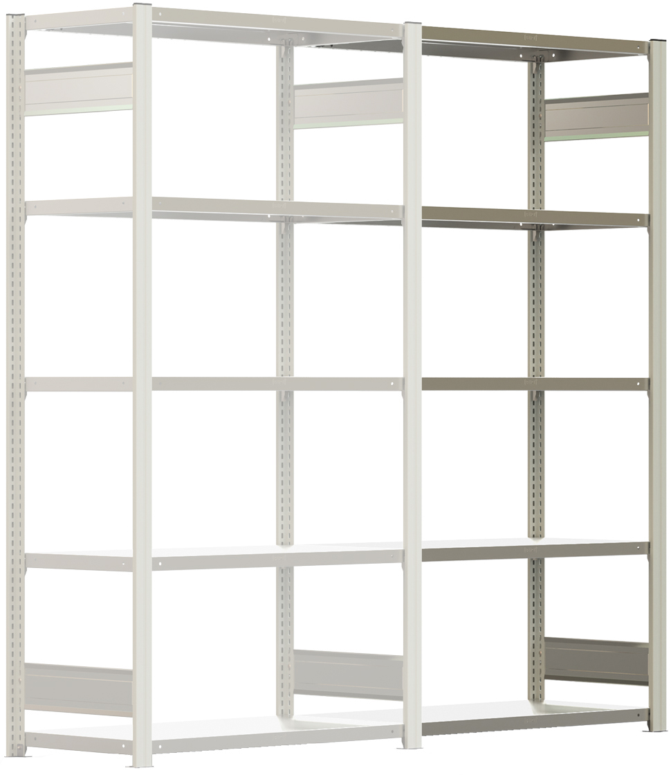 Regalwerk BERT Lagerregal 150|5 Anbaufeld 2000 x 1005 x 500 mm - RAL 7035 Regal mit Kreuzdiagonalen - Fachlast 150 kg - 5 Stahlfachböden verzinkt | Regalrahmen lichtgrau pulverbeschichtet (RW-B3-43122-50-LG) Bild-01
