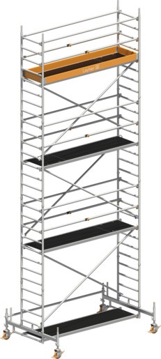 Fahrgerüst Layher Uni Standard P2 hawego 1411106 mit Telegeländer - Arbeitshöhe 8,35 m fahrbares Gerüst mit Diagonal-Optimierung - Fahrgerüst Sicherheitsaufbau P2 mit Fahrbalken (LS-1411106-H) Bild-01
