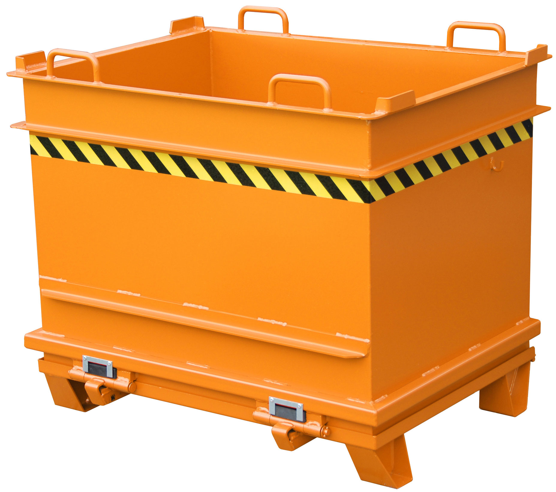 Bauer Klappbodenbehälter BC-1000 - RAL 2000 Transportbehälter 1000 Liter für Stapler - Container mit Klappboden gelborange pulverbeschichtet (BA-4445-01-0000-1) Bild-01