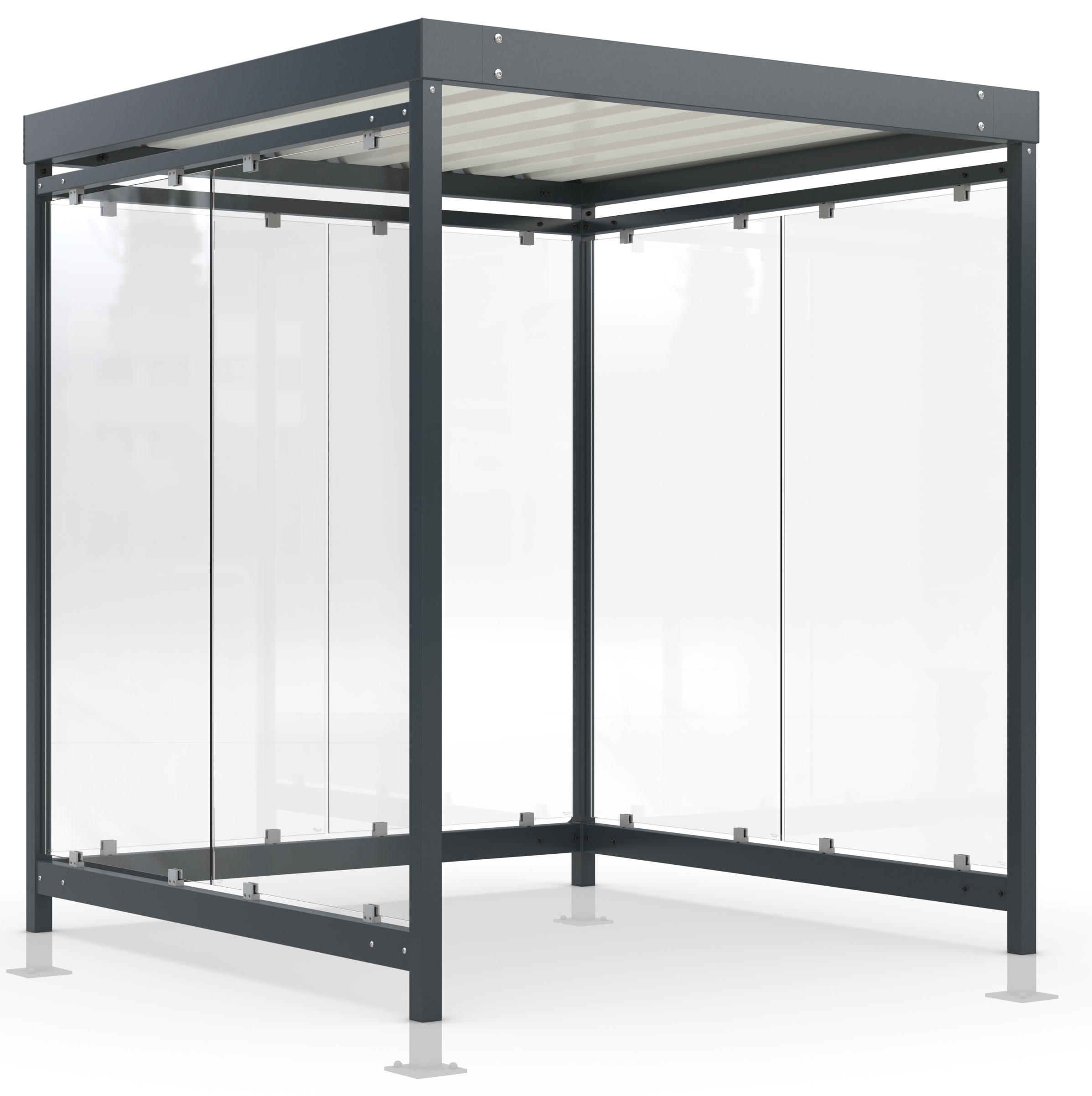 WSM Überdachung Köln - K2 b|b UP Bausatz - RAL 7016 Unterstand Stahl pulverbeschichtet anthrazitgrau mit Trapezblechdach - Wandelemente mit Glaseinsatz Glashell - zum Überpflastern (WSM-102000734) Bild-01