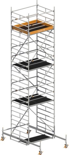 Fahrgerüst Layher Uni Kompakt P2 hawego 1415006 mit Telegeländer - Arbeitshöhe 8,38 m fahrbares Gerüst mit Diagonal-Optimierung - Fahrgerüst Sicherheitsaufbau P2 mit Fahrbalken (LS-1415006-H) Bild-01