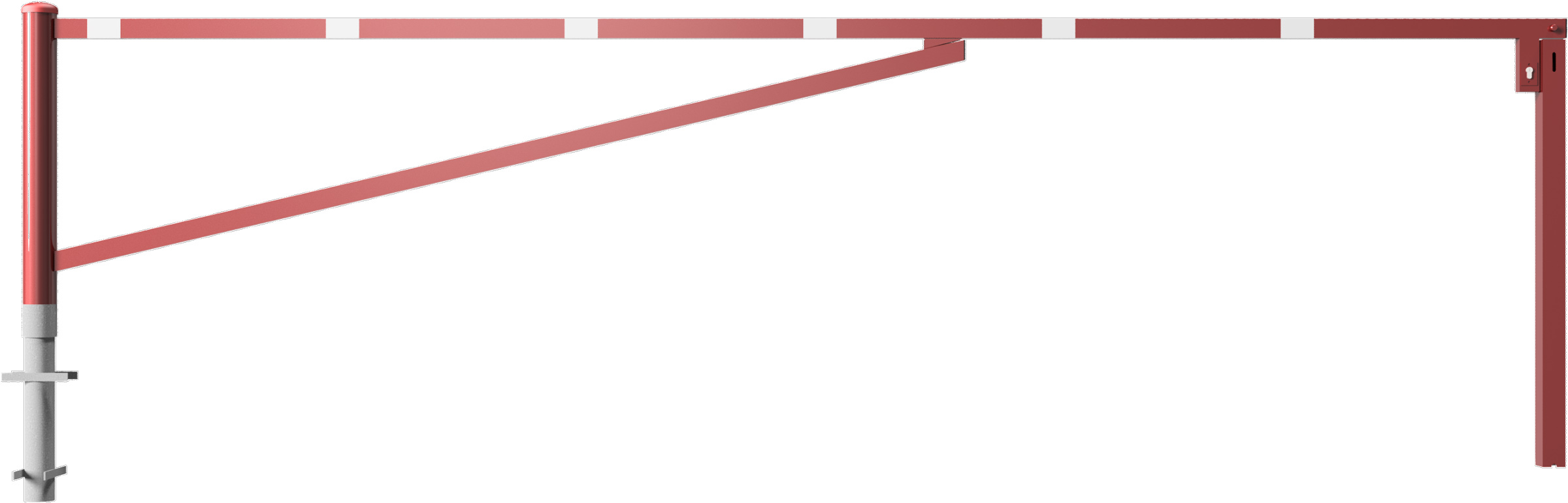 Schake Drehschranke mit 2 Auflagestützen - Schrankenbaum 60 x 40 mm OEP rot | weiß - 4500 mm