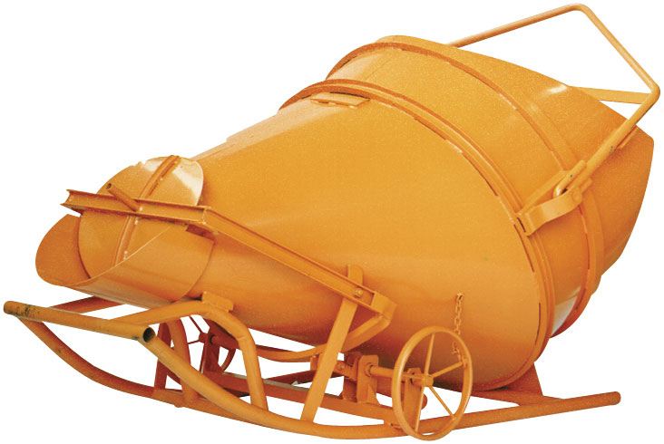 Eichinger Betonsilo 1025H|1 - 150 Liter Betonkübel rund mit Handrad und Bügel - seitlicher Auslauf - Betonbombe liegend runde Form (EI-10250111060000) Bild-01