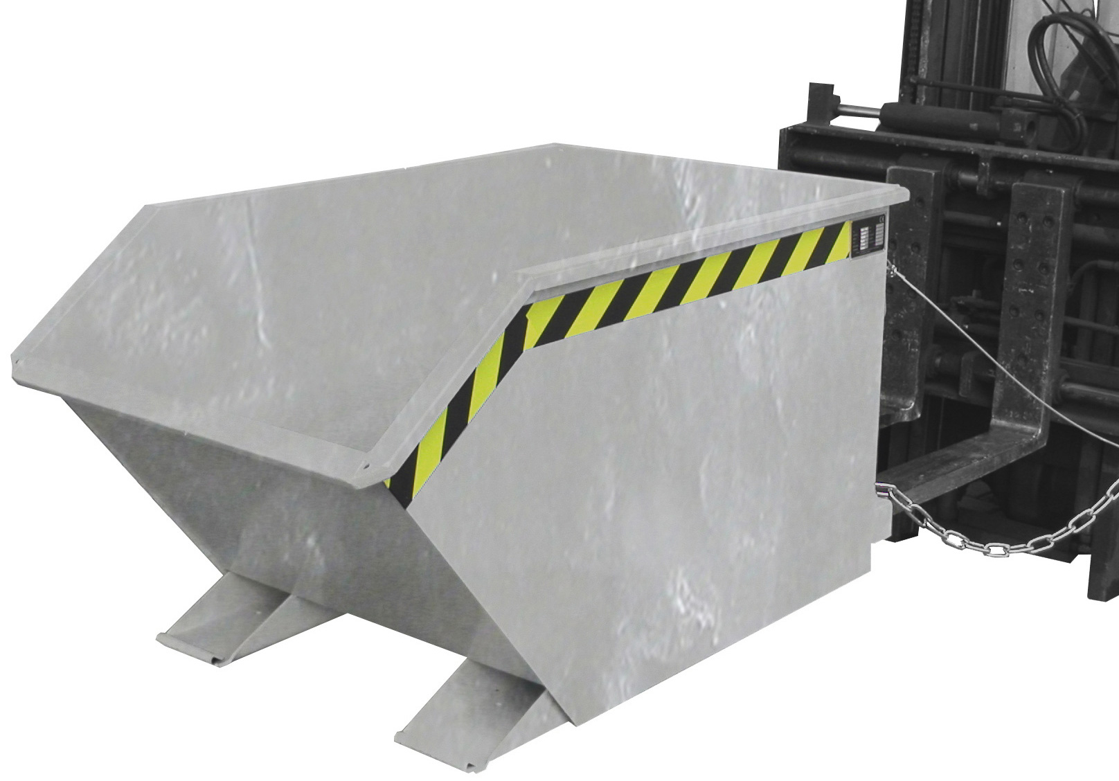 Bauer Spänekipper GU-E-500 - verzinkt Kippmulde 500 Liter für Stapler mit Ablasshahn - Schuttmulde Stahl verzinkt (BA-4479-41-0000-7) Bild-01