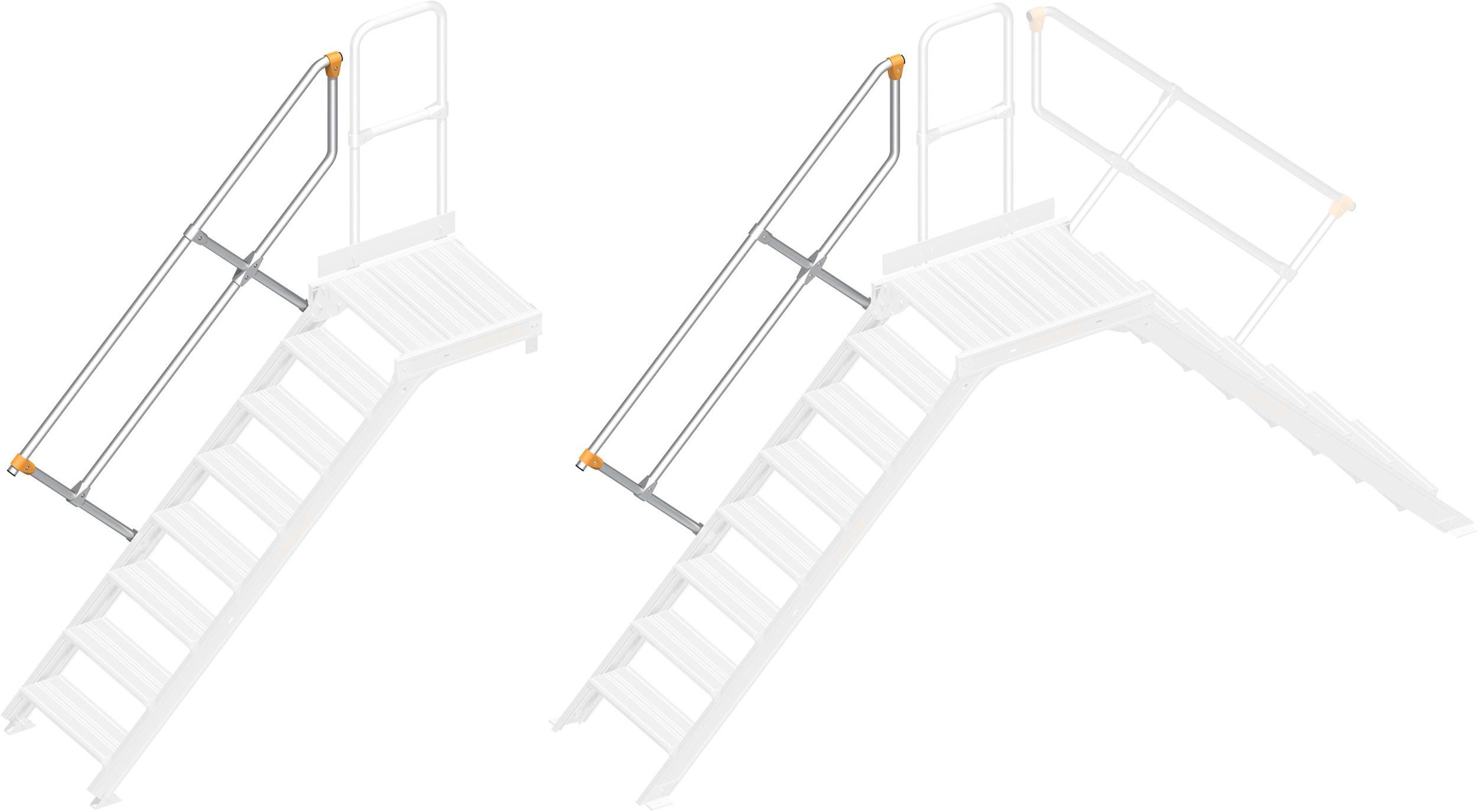 Layher Handlauf Plattformtreppe | Überstieg 45° 8 Stufen