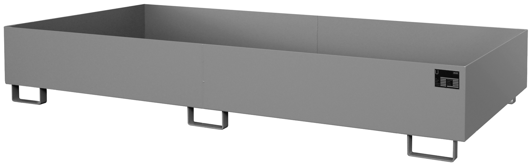 Bauer Regalwanne Stahl RW 2700-2 - RAL 7005 Auffangbehälter ohne Gitterrost für Regalfeldlänge 2700 mm - Stahlwanne mausgrau pulverbeschichtet mit 540 Liter Auffangvolumen (BA-4518-42-0000-5) Bild-01