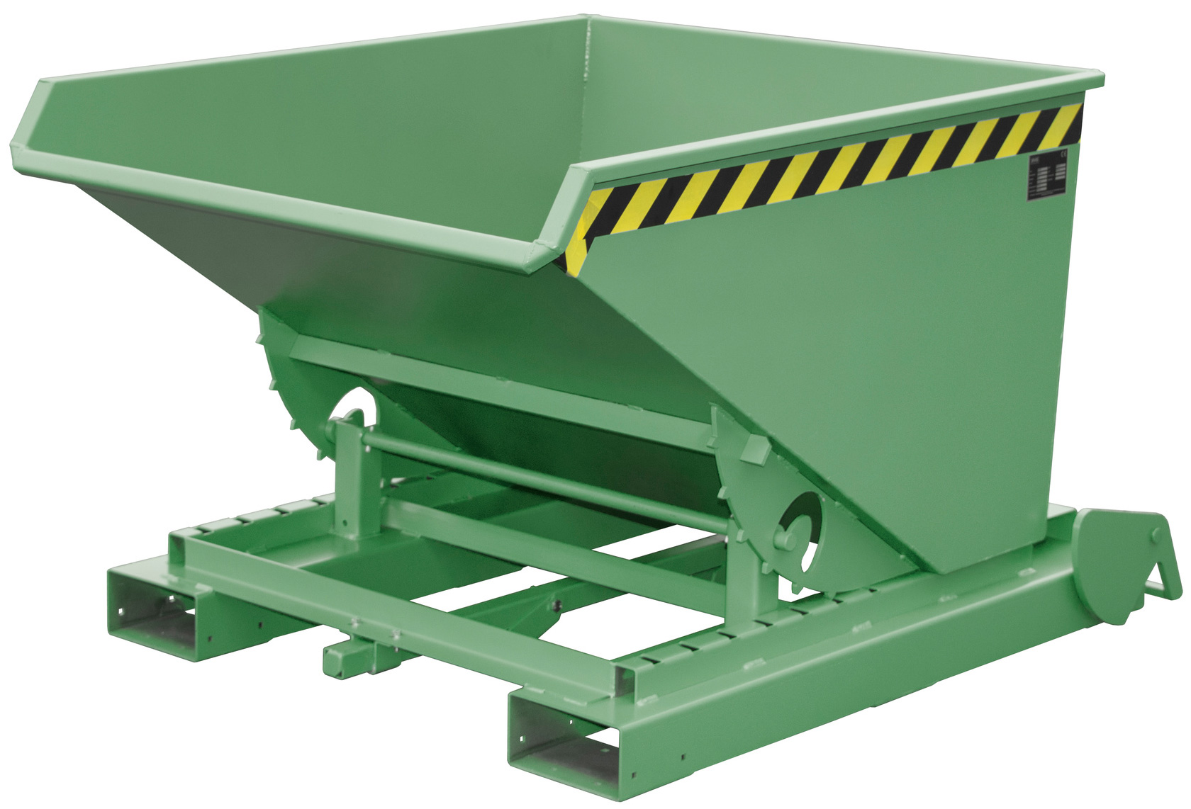 Bauer Abrollkipper 4A-600 - RAL 6011 Kippmulde 600 Liter mit 3 Entriegelungspunkten für Stapler - Schuttmulde resedagrün pulverbeschichtet (BA-4462-42-0000-4) Bild-01