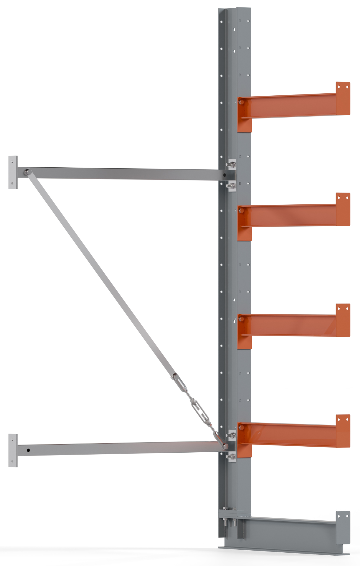 Regalwerk KARL BASIC 1800 Kragarmregal einseitig Anbaufeld 2000 x 1000 x 600 mm Lagerregal mit Kragarmlast 730 kg | Ständerlast 1800 kg - 5 Ebenen | Kragarme frei verstellbar (RW-B6-50101-60) Bild-01