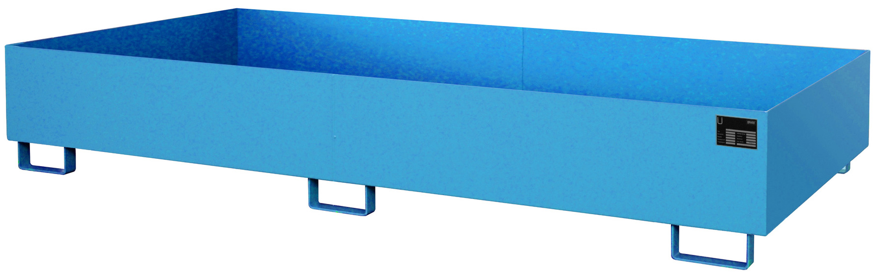 Bauer Regalwanne Stahl RW 2700-2 - RAL 5012 Auffangbehälter ohne Gitterrost für Regalfeldlänge 2700 mm - Stahlwanne lichtblau pulverbeschichtet mit 540 Liter Auffangvolumen (BA-4518-42-0000-3) Bild-01