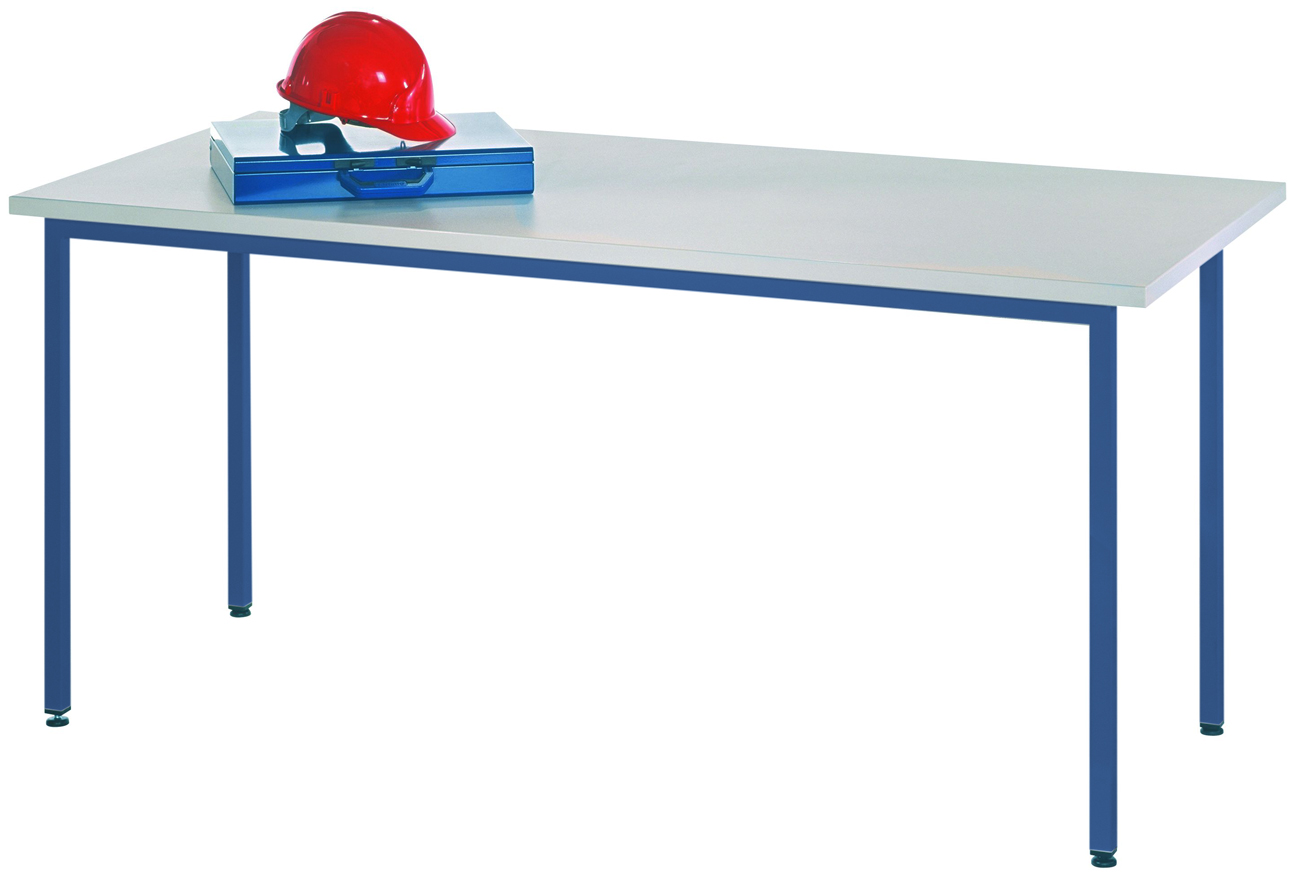 Pavoy Werkstatttisch Modell 001 - 1700 x 800 x 720 mm | offen - RAL 5010 Schreibtisch Stahl mit Multiplexplatte 25 mm | Traglast 100 kg - Gestell enzianblau (PA-78785-170-001-510) Bild-01