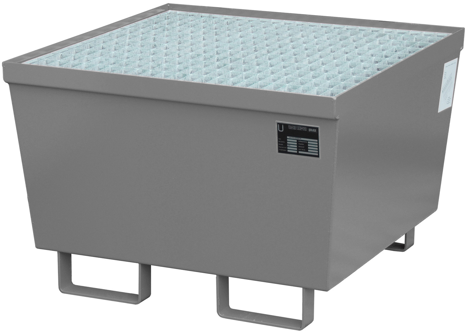 Bauer Auffangwanne Stahl AM 1 - RAL 7005 Gefahrstoffwanne mausgrau pulverbeschichtet mit Gitterrost - Stahlwanne mit 215 Liter Auffangvolumen (BA-4447-01-0000-5) Bild-01