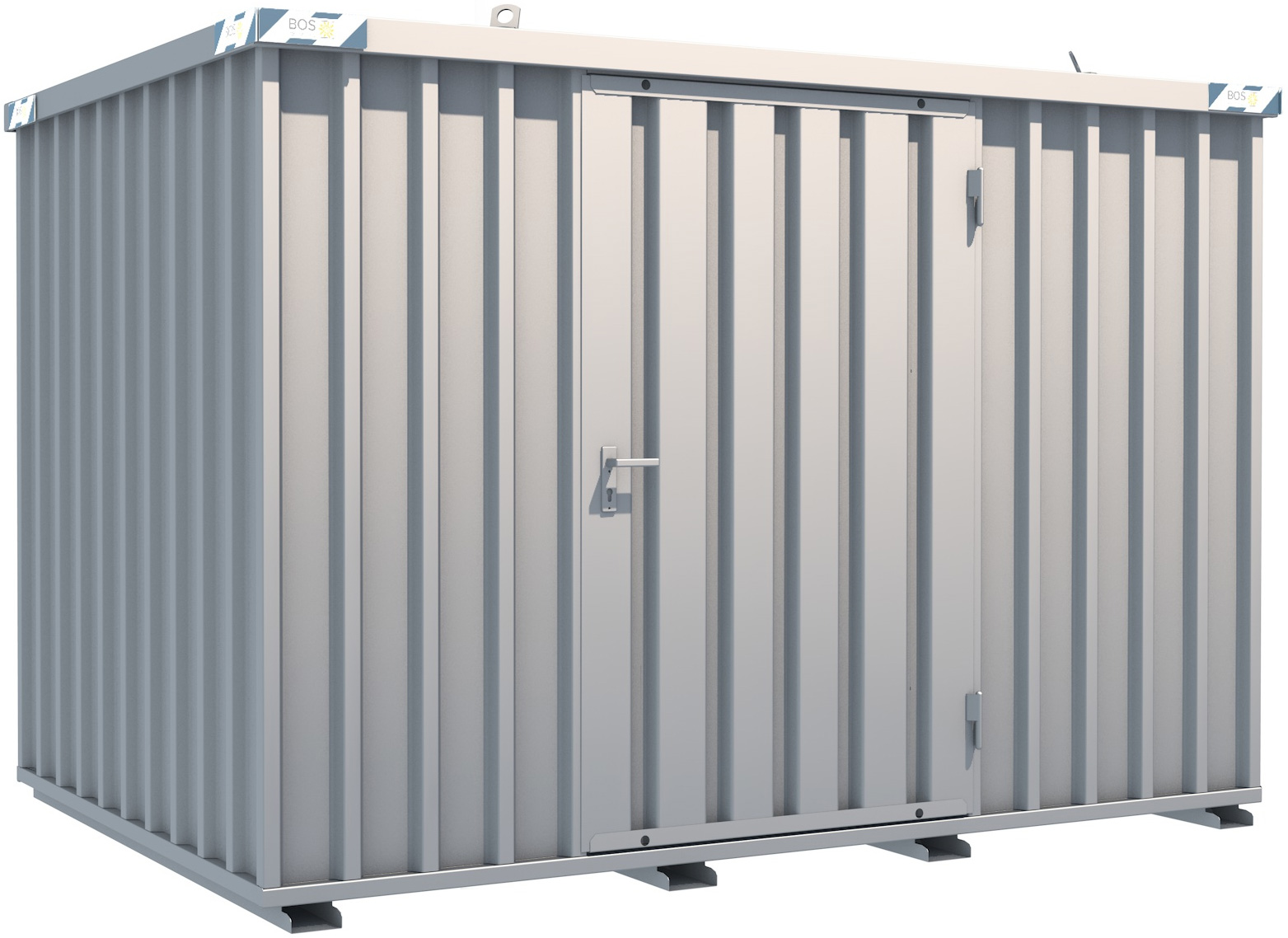 BOS Schnellbaucontainer 3100 x 2100 x 2100 mm - 1-flügelige Tür auf 3 m Seite Lagercontainer mit Tür 1150 x 1890 mm - Materialcontainer 3x2 m Serie SC3000+ unmontiert (BOS-SC3000-3x2-LE) Bild-01