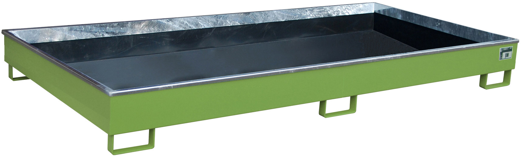 Bauer Regalwanne Stahl RW 2700-1 PE - RAL 6011 Auffangbehälter mit PE-Einsatz für Regalfeldlänge 2700 mm - Stahlwanne resedagrün pulverbeschichtet mit 240 Liter Auffangvolumen  (BA-4518-53-0000-4) Bild-01