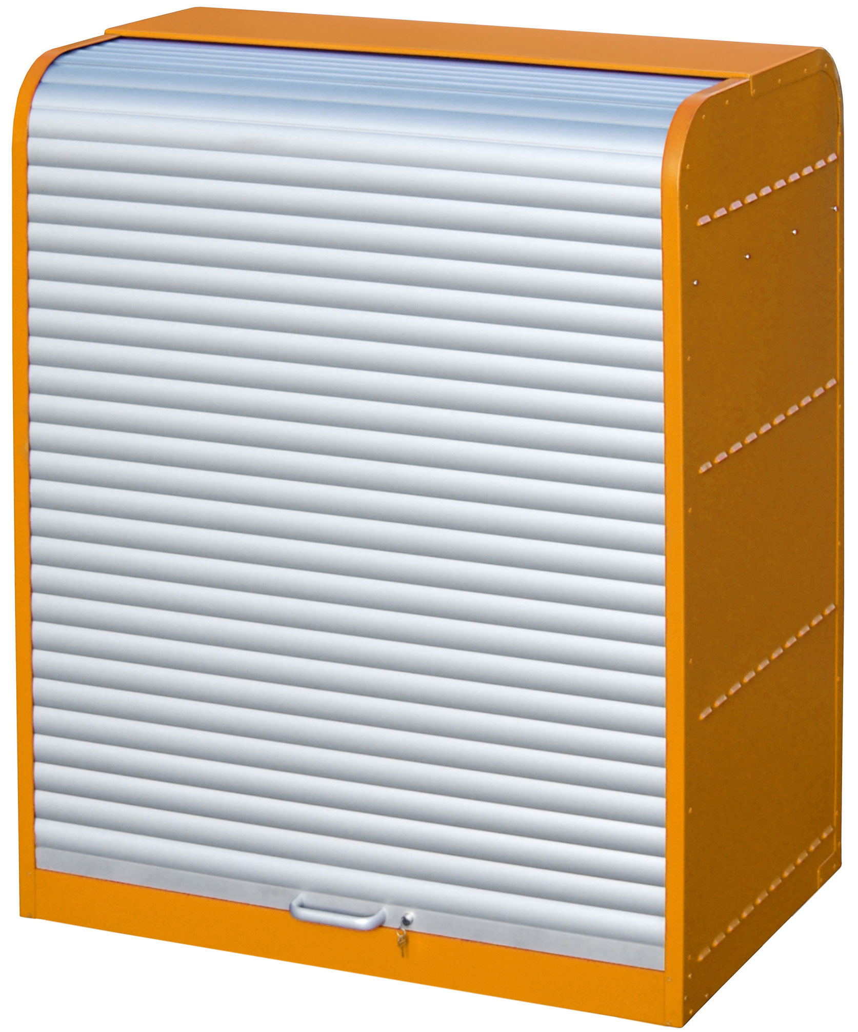Bauer Gefahrstoffschrank Stahl RSG-3 - RAL 2000 Stahlschrank gelborange pulverbeschichtet mit Alu-Rollladen - Gefahrgutschrank für 6 Fässer 60 Liter (BA-4416-30-2000-1) Bild-01