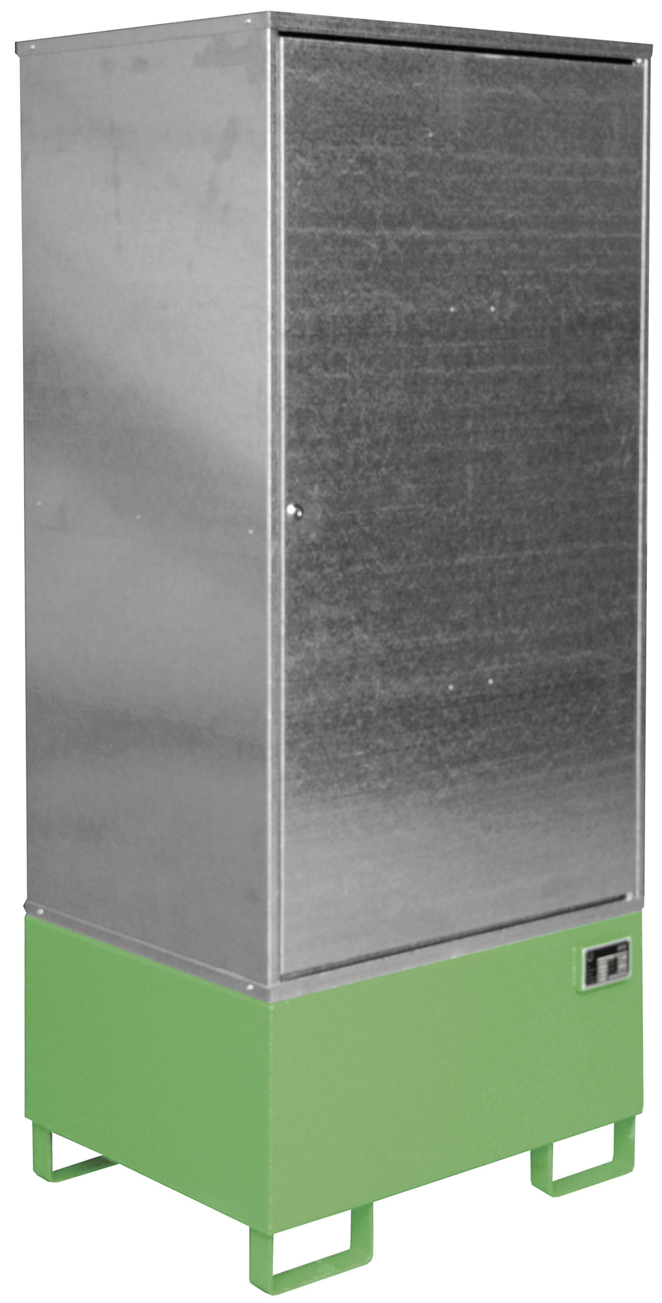 Bauer Gefahrstoffschrank Stahl GS-1 - RAL 6011 Gefahrstofflager resedagrün pulverbeschichtet mit Zylinderschloss - Stahlschrank für 1 Fass 200 Liter (BA-4495-20-0000-4) Bild-01