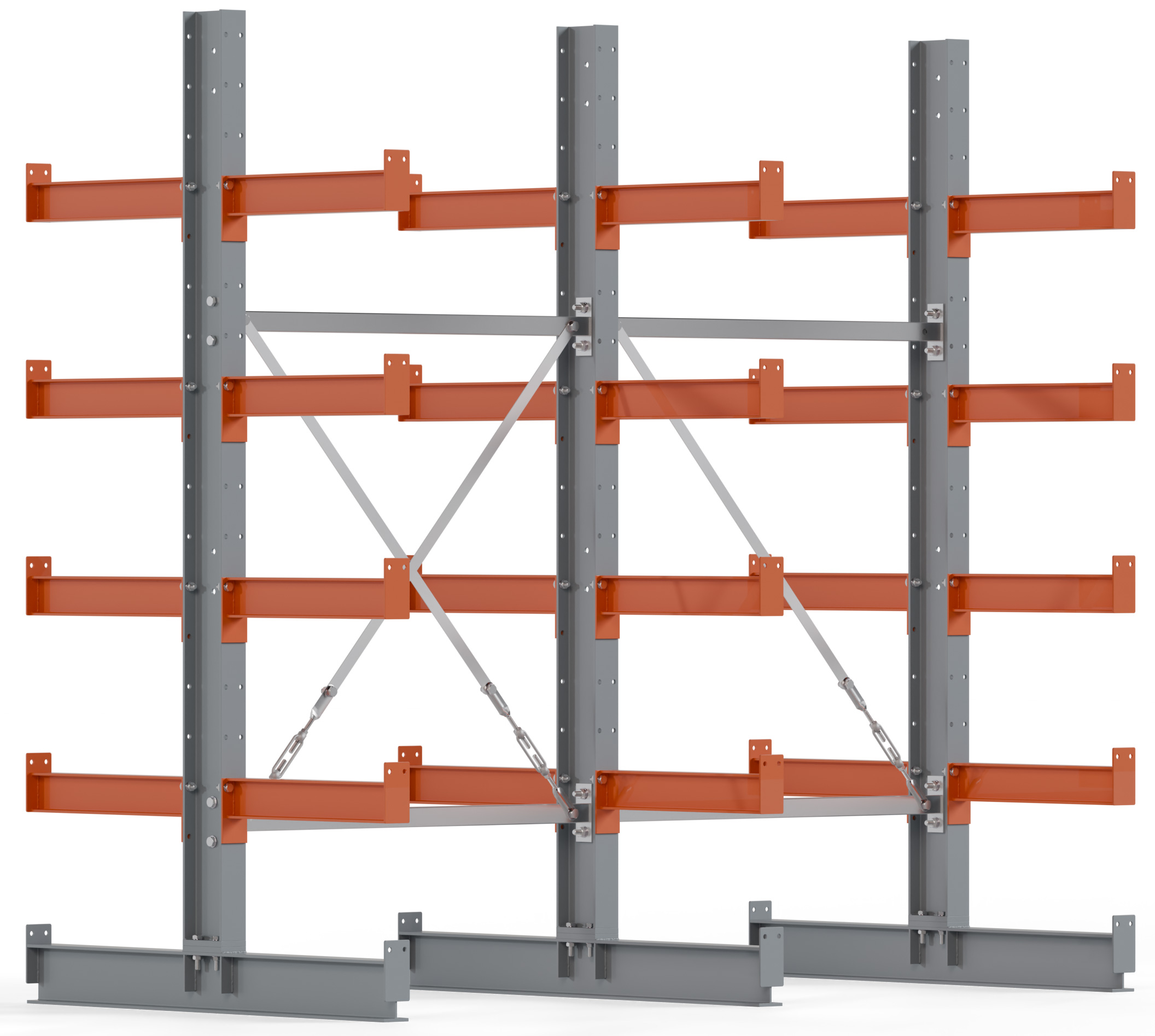 Regalwerk KARL BASIC 2150 Kragarmregal doppelseitig Komplettset 2000 x 2000 x 500 mm Lagerregal 2 Felder mit Kragarmlast 870 kg | Ständerlast 2150 kg - 2x5 Ebenen | Kragarme frei verstellbar (RW-B6-50110-50-S1) Bild-01
