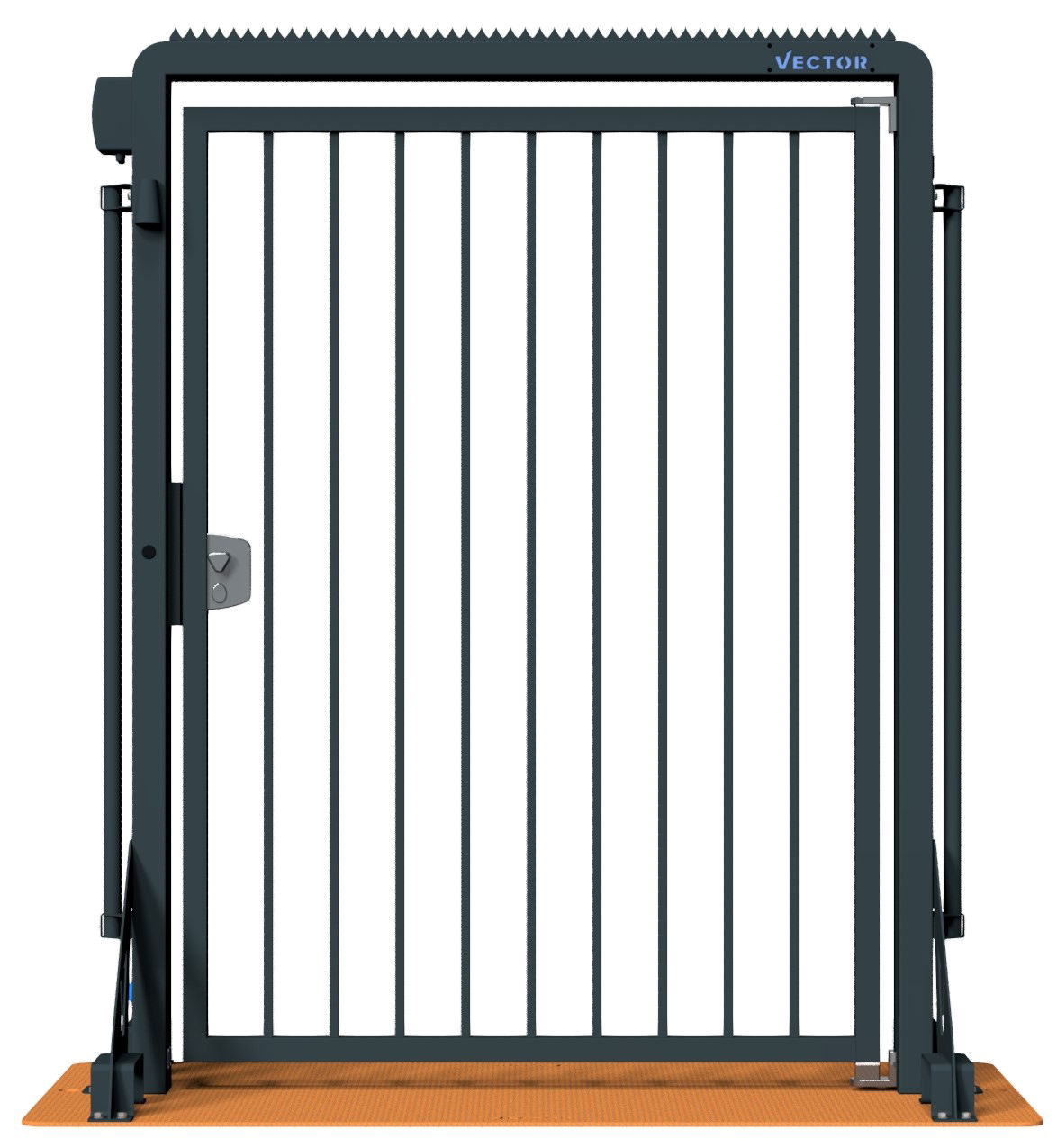 Schake Vector V-Door-Steelplate tiefschwarz - Knauf - Bauzaunmodul Durchgangstür mobil mit Stahlplatte zur Geländesicherung - RAL 9002 pulverbeschichtet mit Türknauf (SK-VPDO22SKB0226) Bild-01
