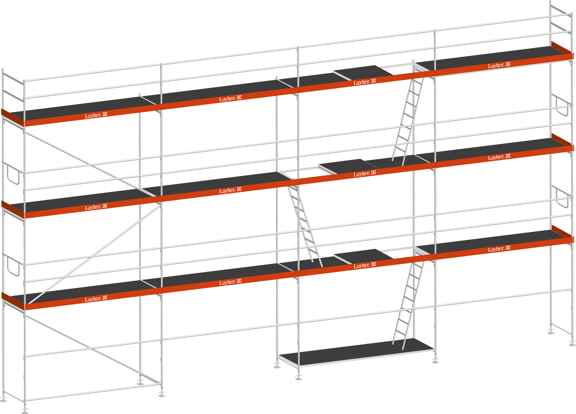 Layher Blitz Gerüst 70 Stahl mit Robustboden 84 m²