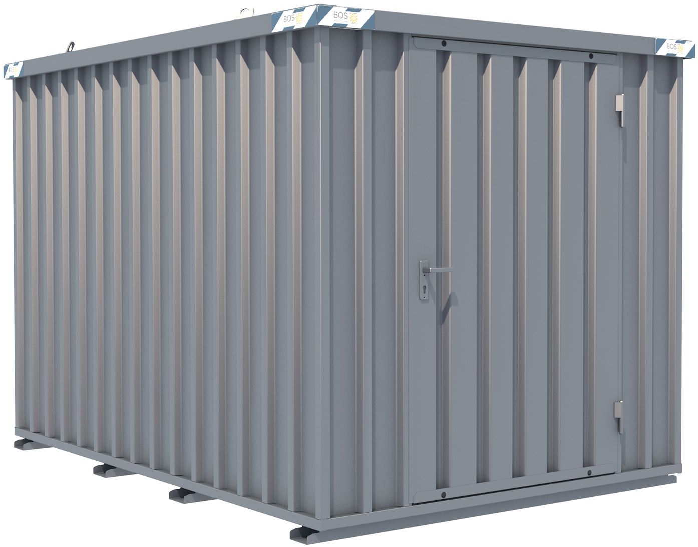 BOS Schnellbaucontainer 3100 x 2100 x 2100 mm - 1-flügelige Tür auf 2 m Seite Lagercontainer mit Tür 1150 x 1890 mm - Materialcontainer 3x2 m Serie SC3000+ unmontiert (BOS-SC3000-3x2-SE) Bild-01