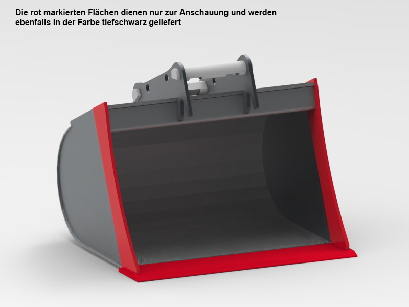 Petry Tieflöffel ohne Zähne - BG6 Gewichtsklasse 8-10 Tonnen Baggerschaufel Stahl bauchige Bauform - Baggerlöffel tiefschwarz lackiert - kompatibel mit MS08 Schnellwechsler (PM-C-107055) Bild-01