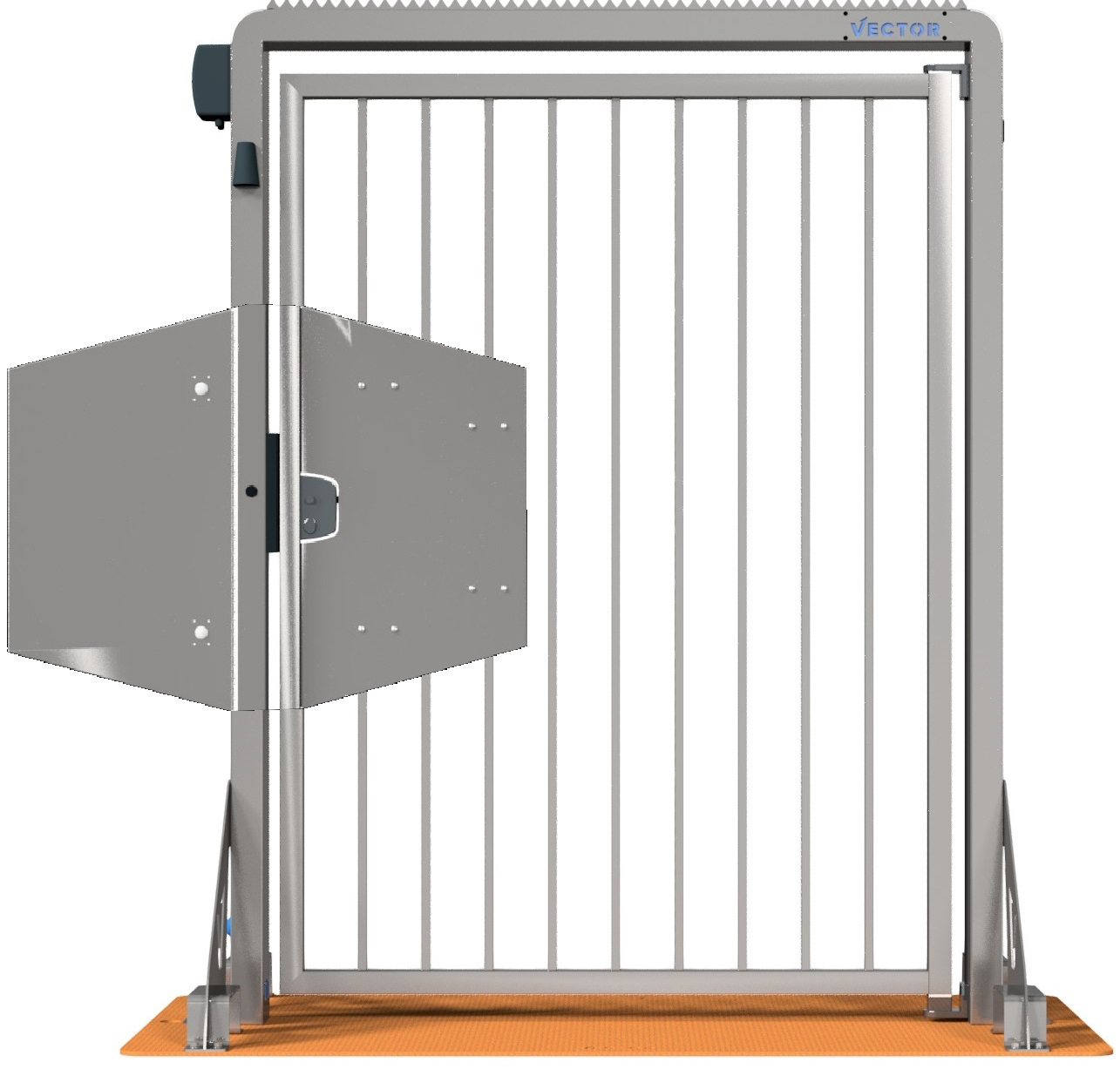 Schake Vector V-Door-Steelplate verzinkt - Fluchttür Durchgangstür mobil mit Stahlplatte zur Geländesicherung - Stahl verzinkt mit Fluchttür (SK-VPDO22VFO0213) Bild-01