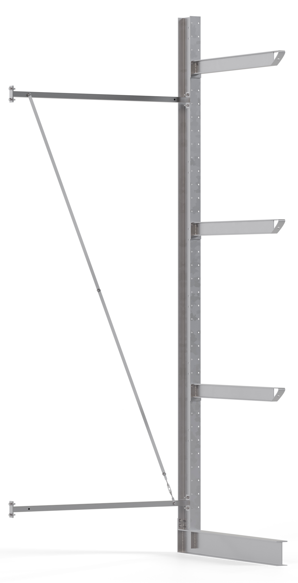 Regalwerk KARL HEAVY 2500 Kragarmregal einseitig Anbaufeld 4000 x 1500 x 1380 mm Schwerlastregal verzinkt mit Kragarmlast 800 kg | Ständerlast 2500 kg - 4 Ebenen | Kragarme frei verstellbar (RW-B6-70501-120) Bild-01