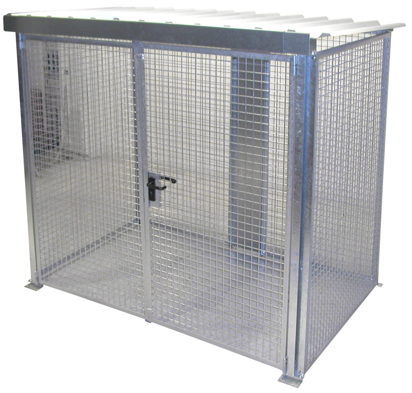 Bauer Gasflaschen-Container Stahl GFC-M3|D-DF Gasflaschenlager für 60 Flaschen Ø 230 mm - mit Dach und Doppelflügeltor - Stahl verzinkt (BA-4477-22-0000-7) Bild-01