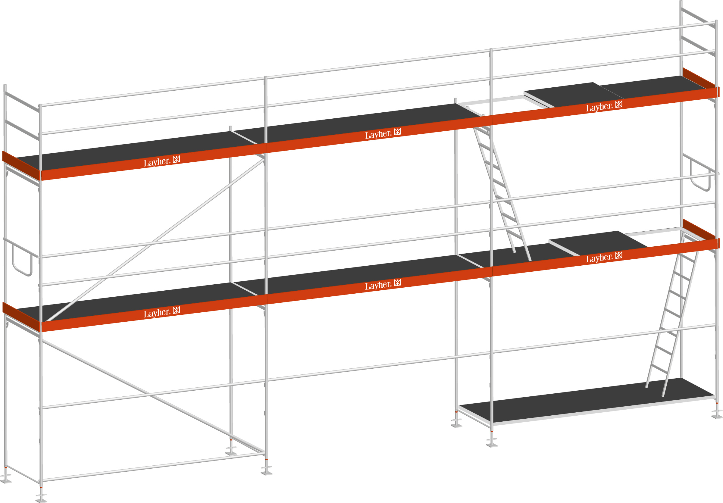 Layher Blitz Gerüst 70 Stahl mit Robustboden 48 m²