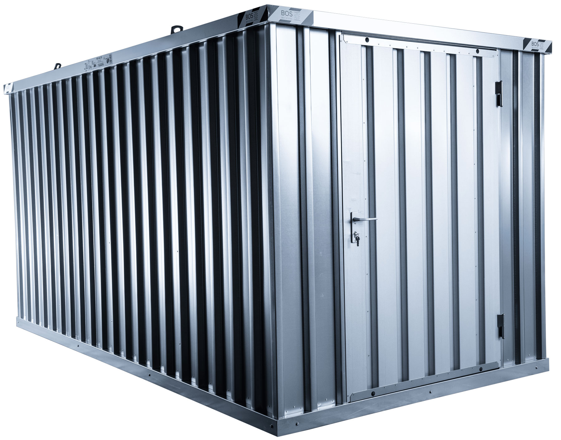 BOS Materialcontainer 4100 x 2100 x 2080 mm - 1-flügelige Tür auf 2 m Seite