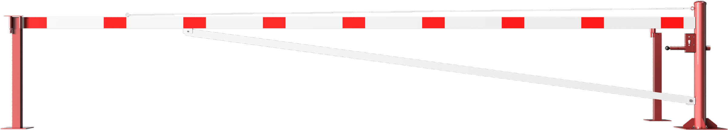 Schake Drehschranke mit Auflagestütze - Schrankenbaum 100 x 50 mm ODP weiß | rot - 6000 mm