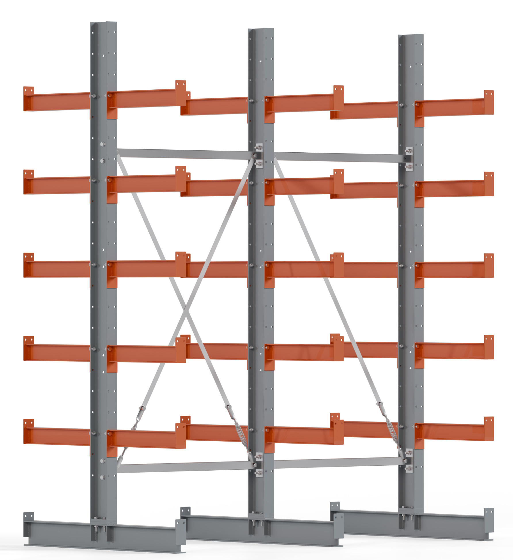 Regalwerk KARL BASIC 2100 Kragarmregal doppelseitig Komplettset 2500 x 2000 x 500 mm Lagerregal 2 Felder mit Kragarmlast 870 kg | Ständerlast 2100 kg - 2x6 Ebenen | Kragarme frei verstellbar (RW-B6-50210-50-S1) Bild-01