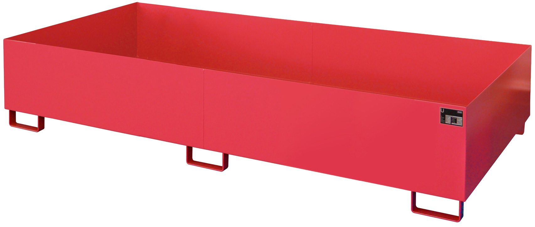 Bauer Regalwanne Stahl RW 2700-3 - RAL 3000 Auffangbehälter ohne Gitterrost für Regalfeldlänge 2700 mm - Stahlwanne feuerrot pulverbeschichtet mit 1000 Liter Auffangvolumen (BA-4518-43-0000-2) Bild-01