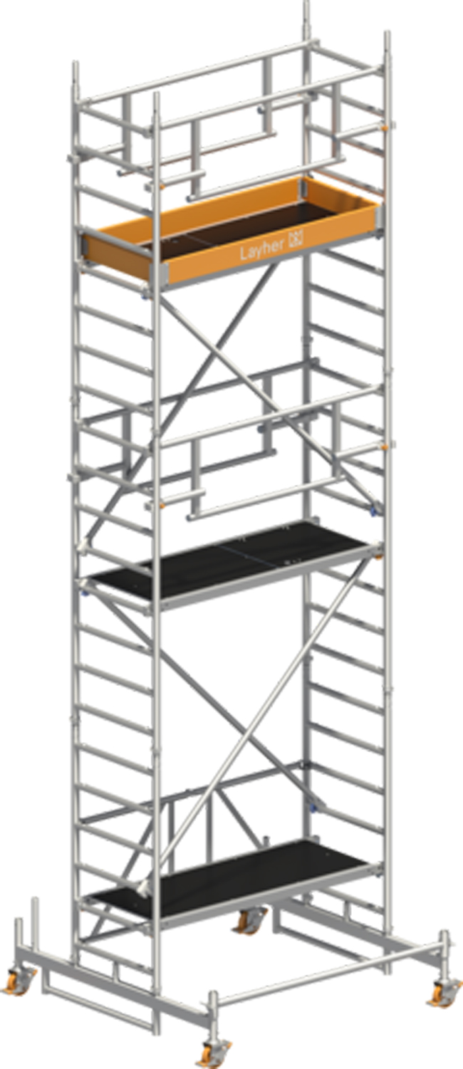 Rollgerüst Layher Zifa P2 SAFETY Plus 1426215 - Arbeitshöhe 6,76 m fahrbares Gerüst mit Sicherheits-Doppelgeländer - Fahrgerüst Sicherheitsaufbau P2 mit Fahrbalken (LS-1426215) Bild-01