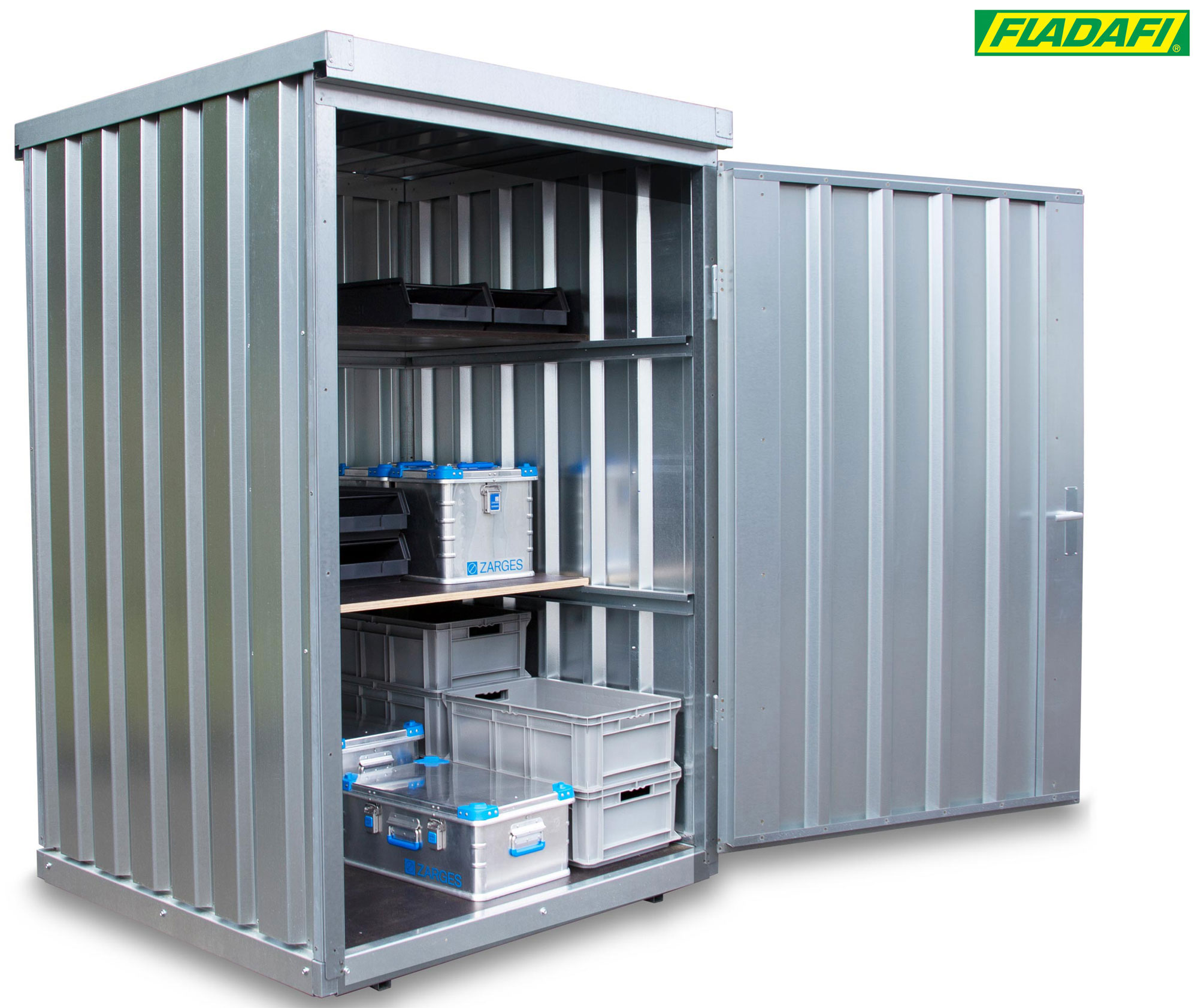 FLADAFI Magazinbox 1420 x 1490 x 2195 mm - mit Boden Magazincontainer MB 8 mit Tür 1270 x 1890 mm - Lagerbox 2 m² ohne hochklappbares Dach - Containerbox fertig montiert (SB-F2652) Bild-01