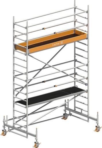 Fahrgerüst Layher Uni Standard P2 hawego 1411103 mit Telegeländer - Arbeitshöhe 5,35 m  (LS-1411103-H) Bild-02