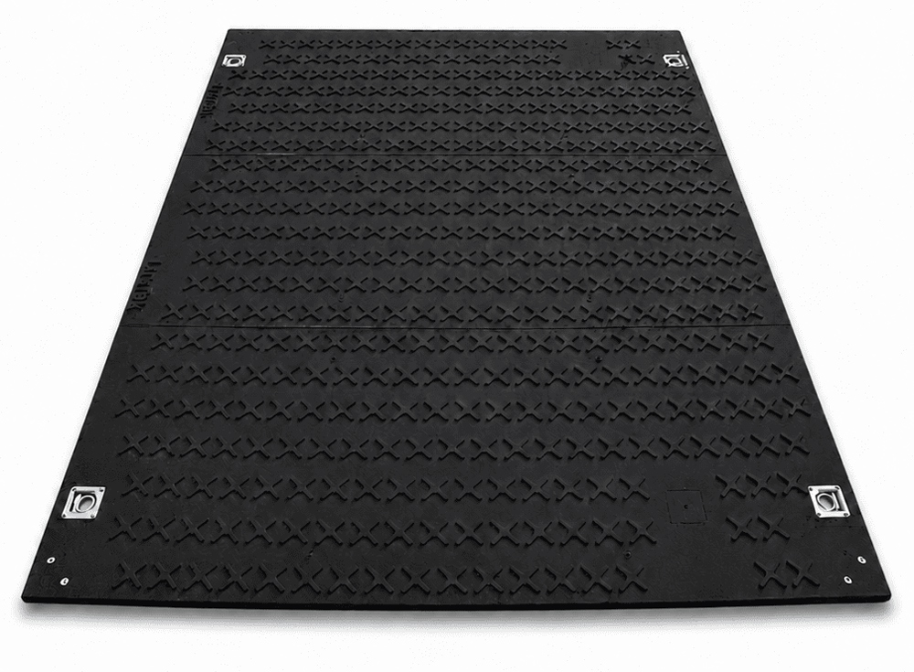 LuxTek Schwerlastplatte Maximum black 3000 x 2000 x 30 mm Bodenschutzplatte belastbar bis 170 t - Schutzplatte Kunststoff einseitige Struktur (LU-MAX3000200030) Bild-01